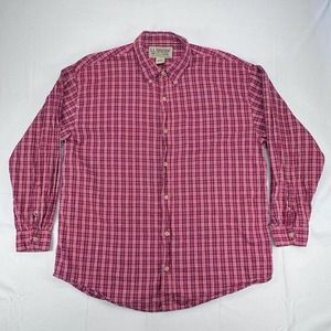 US Expedition Button Down Shirt Mens XL Red & Blue Plaid Long Sleeve 100% Cotton
